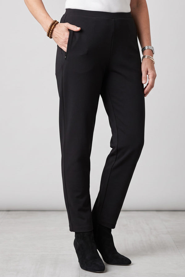 Just Perfect Collection Online Cosmo Milano black trousers with side pockets and a slim, tailored fit.