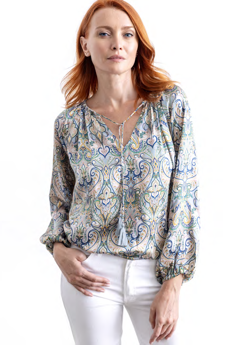 Silk Peasant Blouse Paisley