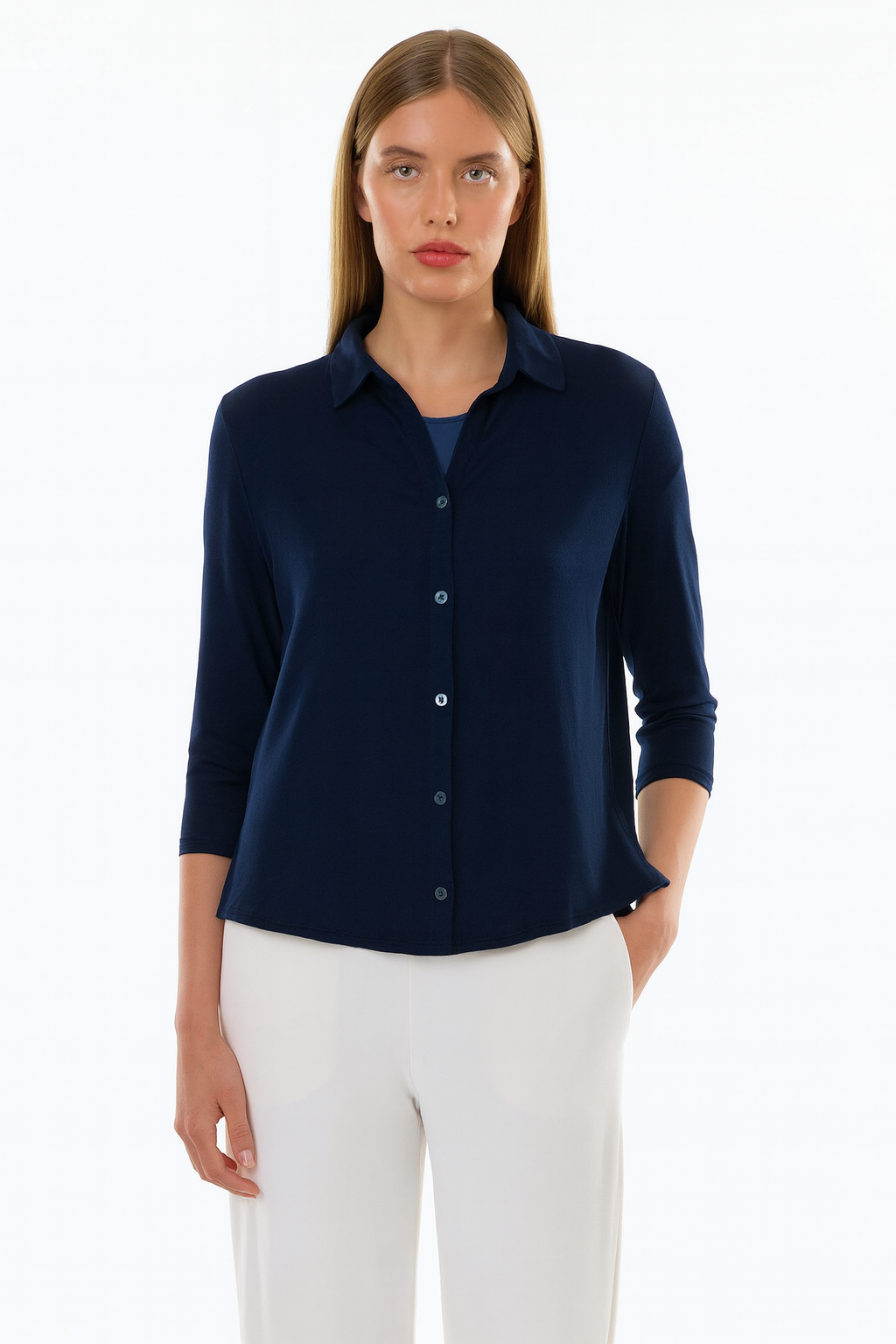 Soft Touch 3/4 Sleeve Semi Relaxed Shirt