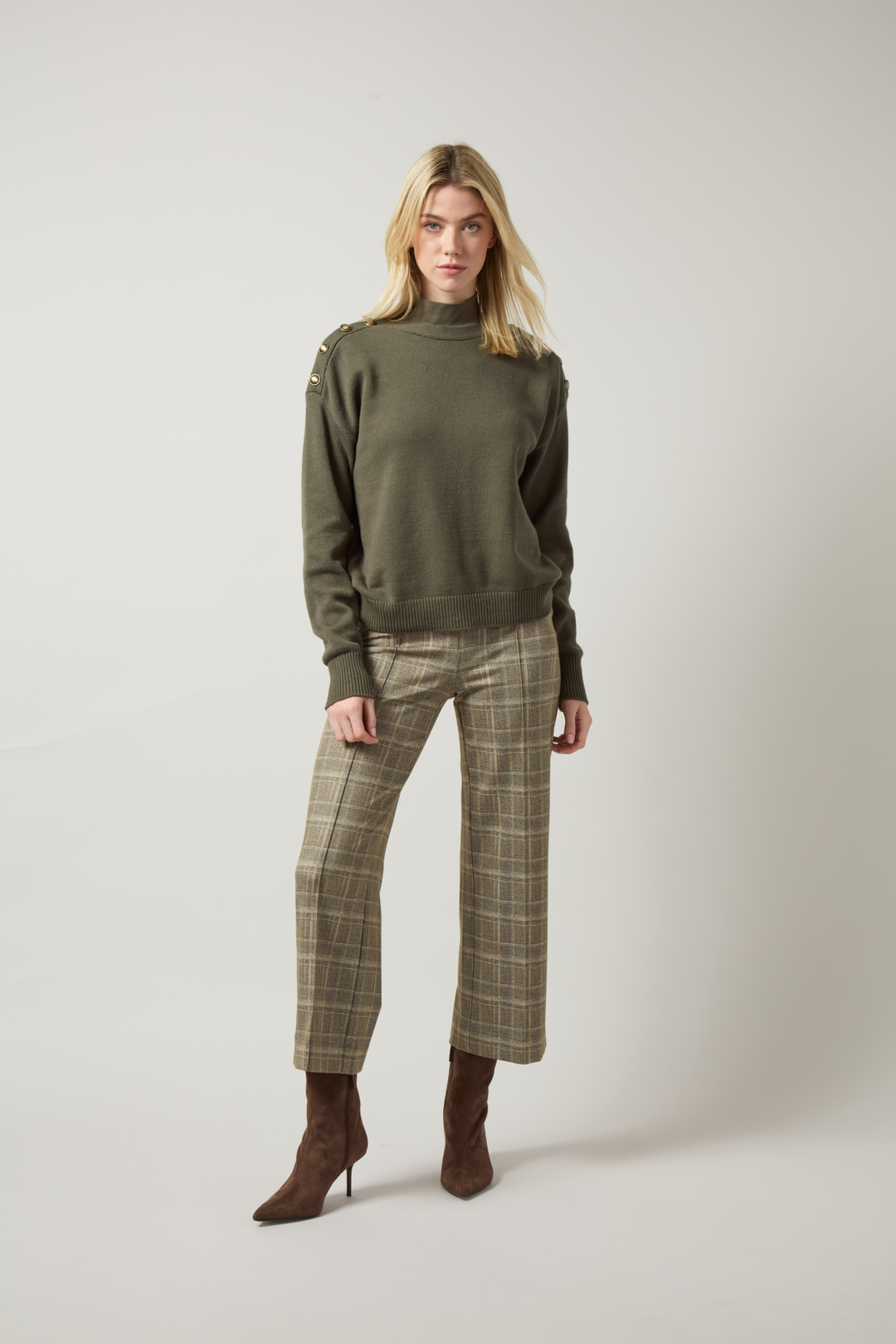 Adelaide Button Trim Sweater Mosswood