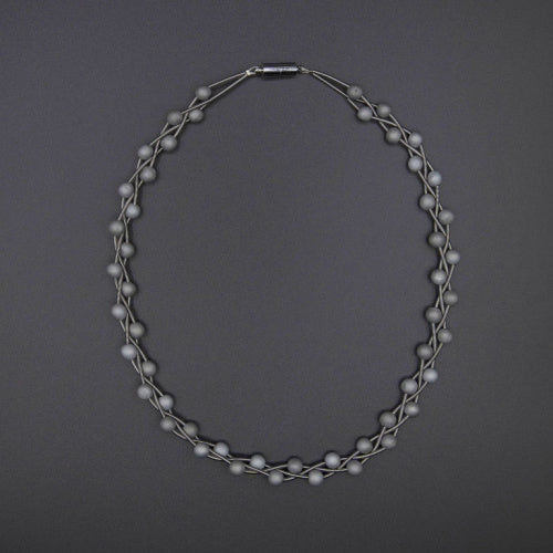 Braided Bead Necklace Silver