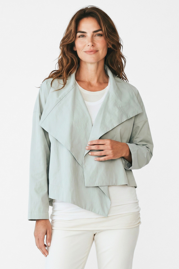 Nylon Cropped Asymmetrical Jacket Mint