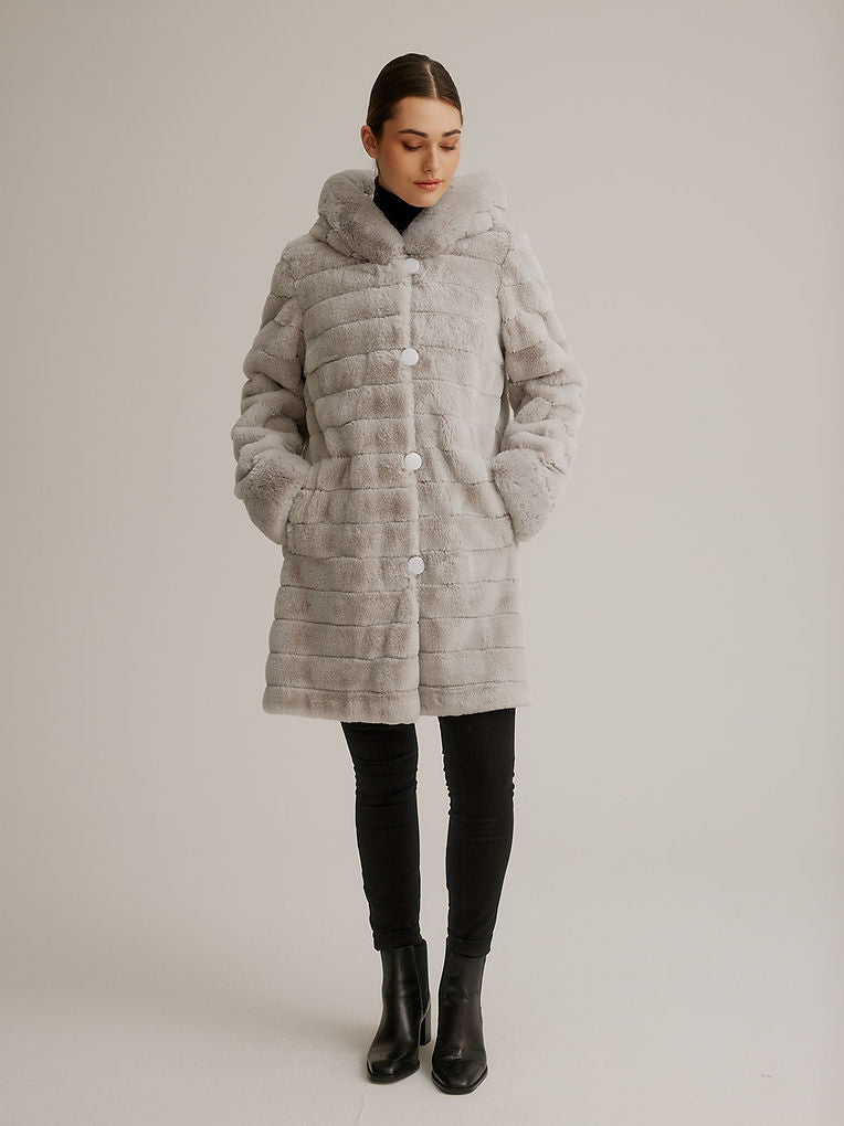 Reversible Faux Fur Coat Sliver