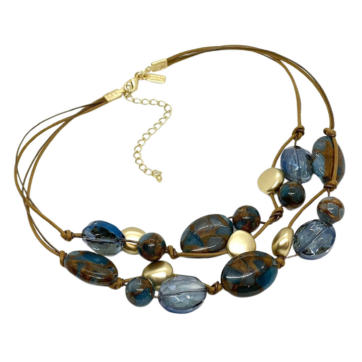 Teal Quartz and Blue Crystal Necklace