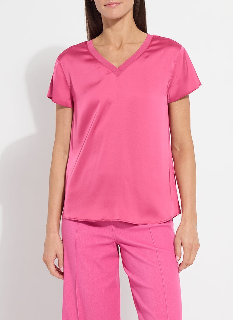 Saori Mixed Media Top Hot Pink