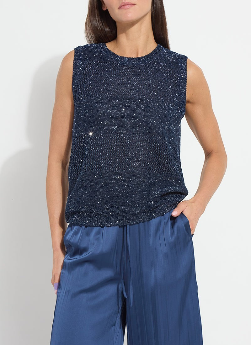 Nicola Beaded Tank Capri Blue