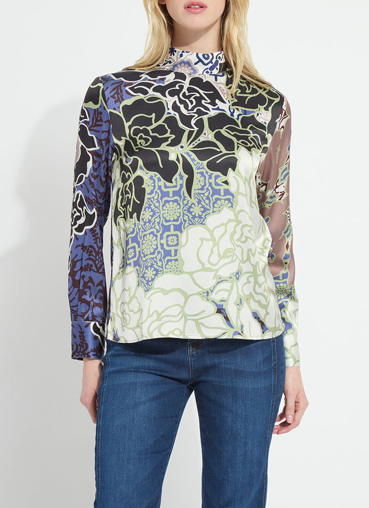 Saraphina Mock Neck Blouse Garden
