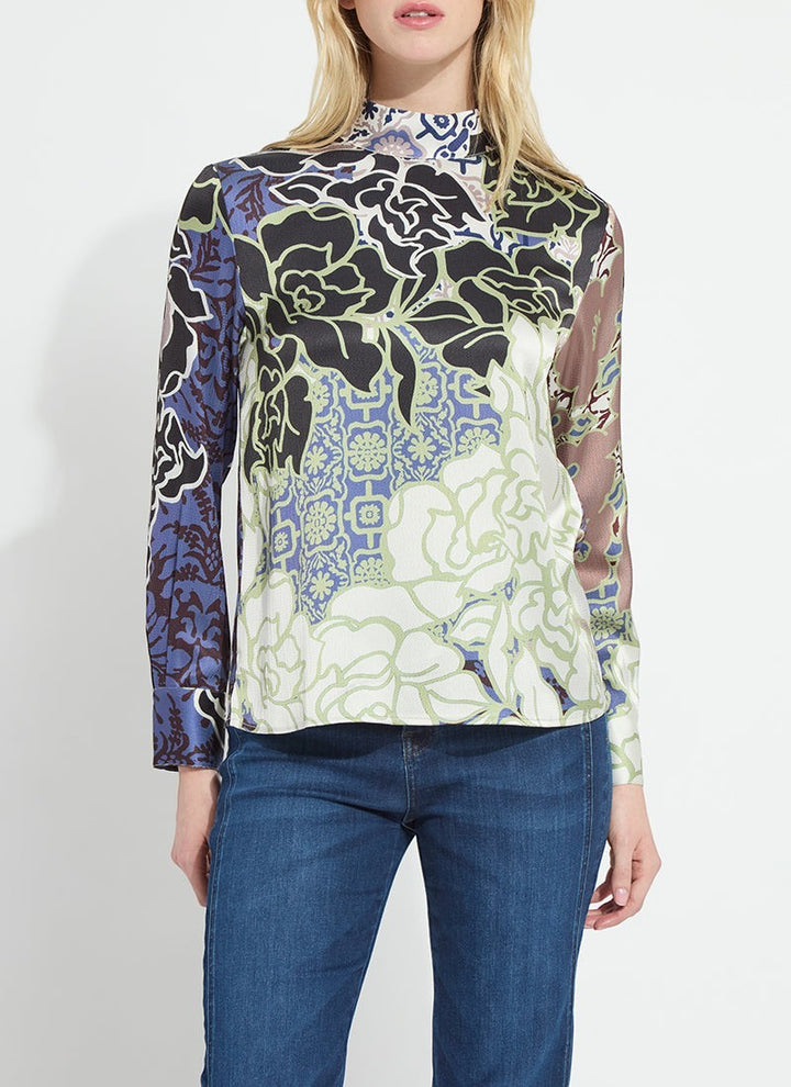 Saraphina Mock Neck Blouse Garden