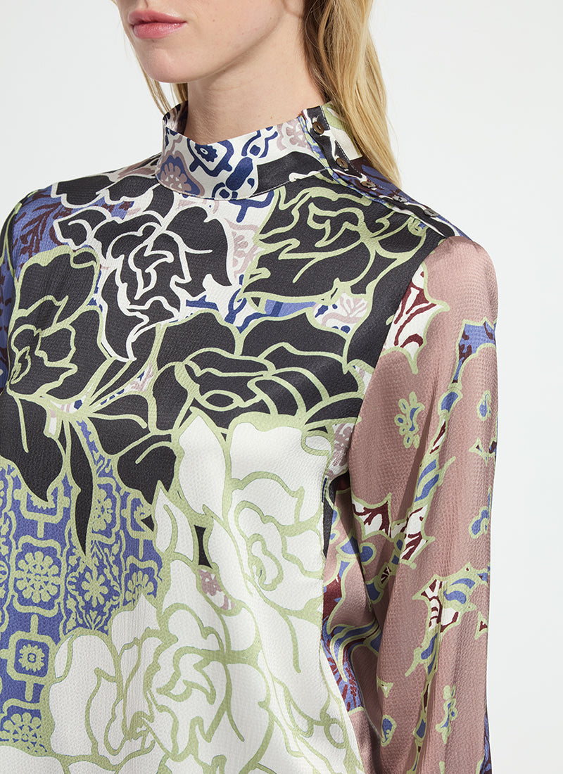 Saraphina Mock Neck Blouse Garden