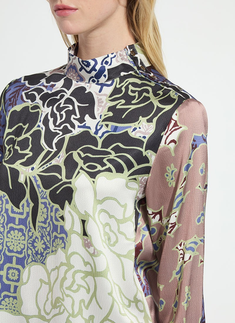 Saraphina Mock Neck Blouse Garden