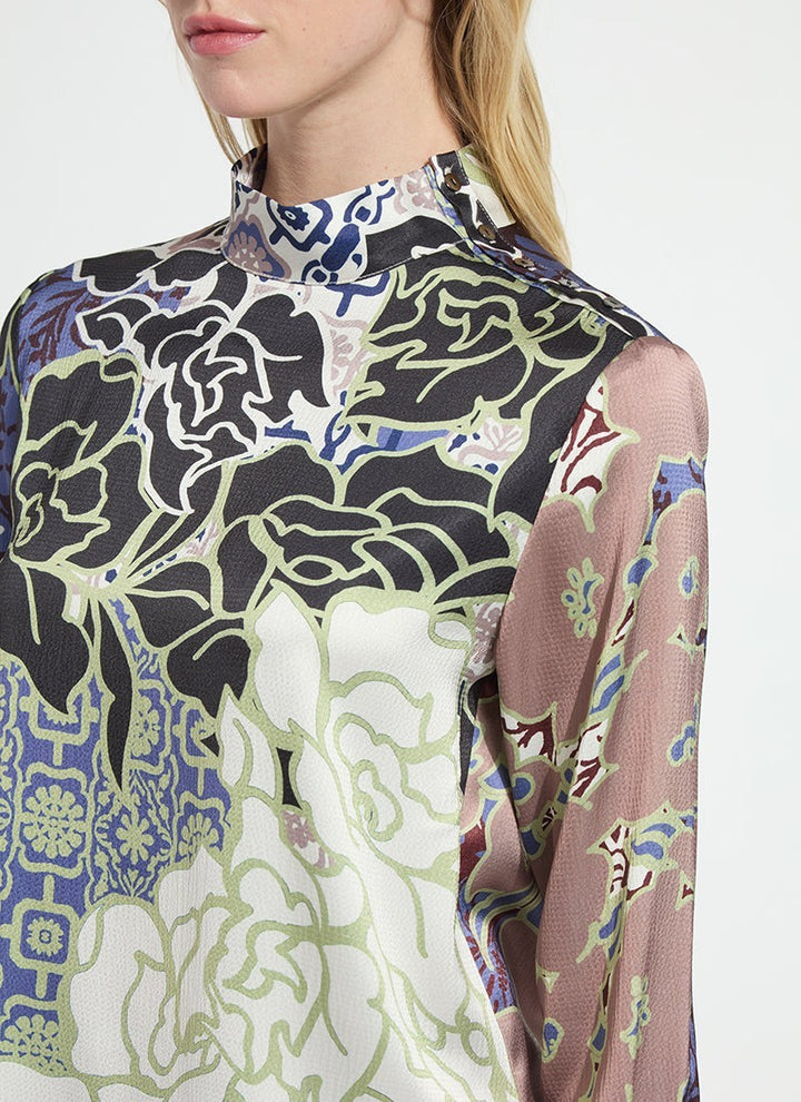Saraphina Mock Neck Blouse Garden