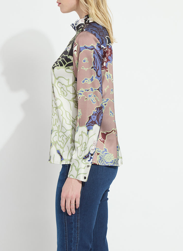Saraphina Mock Neck Blouse Garden