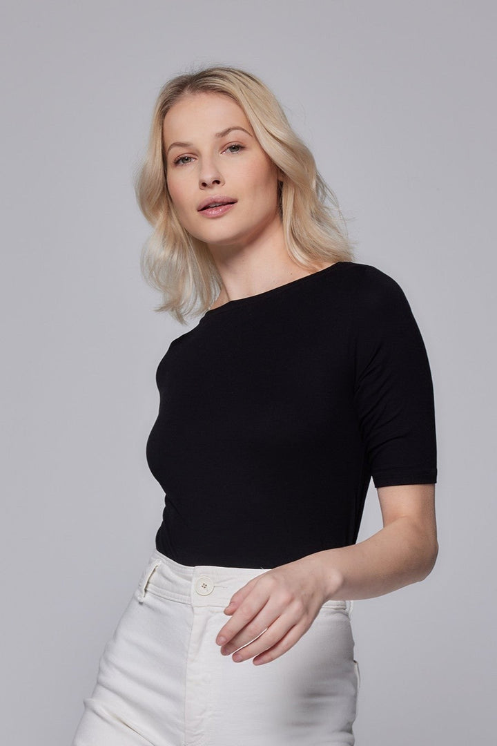 Soft Touch Elbow Sleeve Crewneck T-Shirt