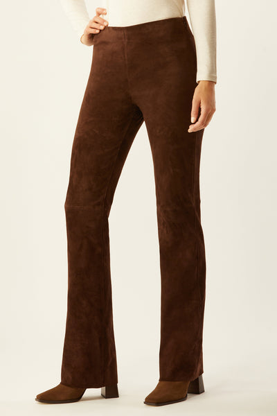 Stretch Suede Bootcut Pant - Chocolate