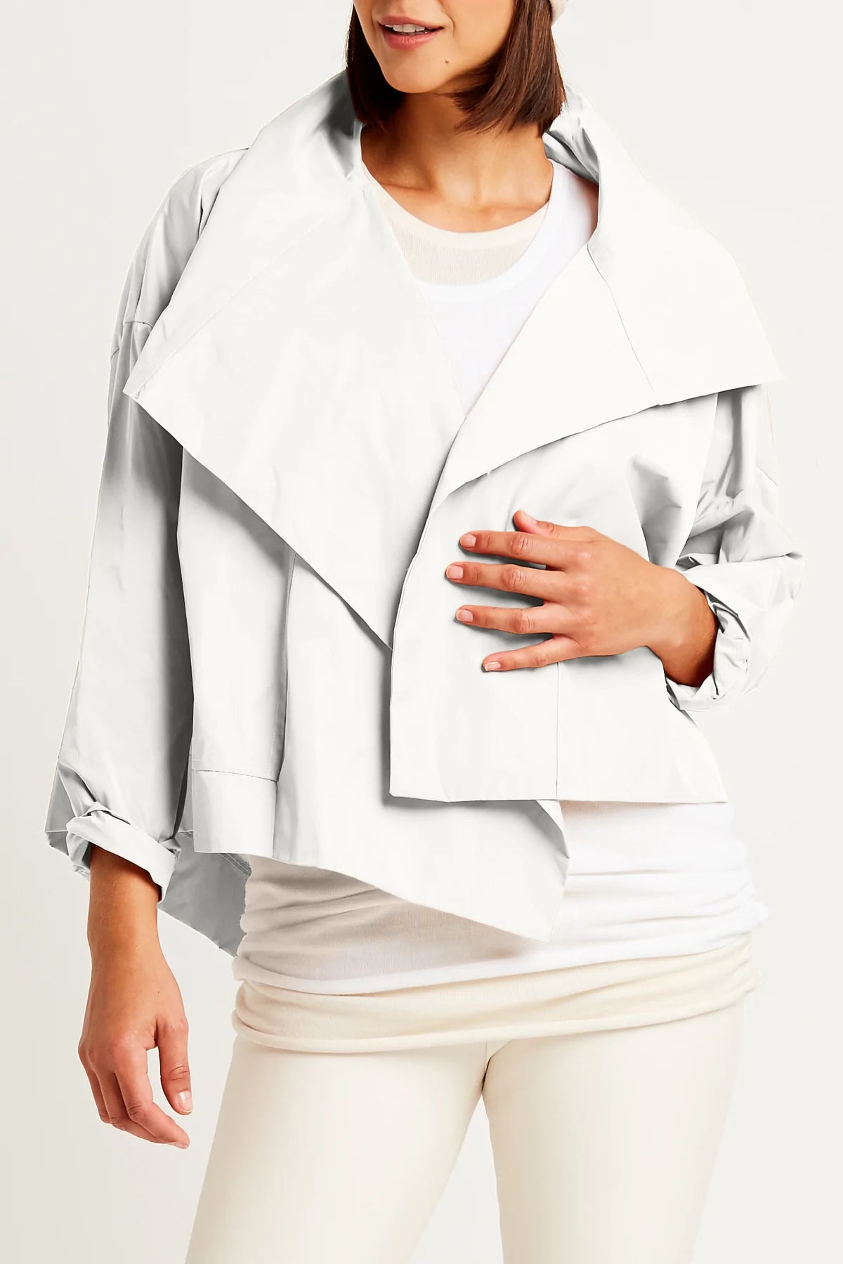 Asymmetric Nylon Jacket White