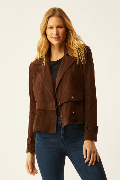 Suede Short Trench - Chocolate