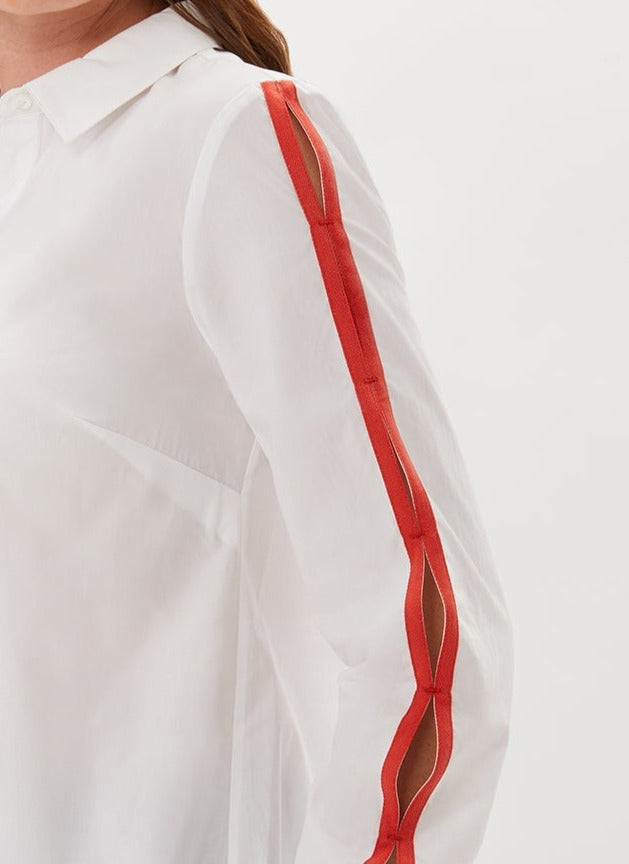 Davis Shirt With Twill Tape Detail - White/Poppy Combo