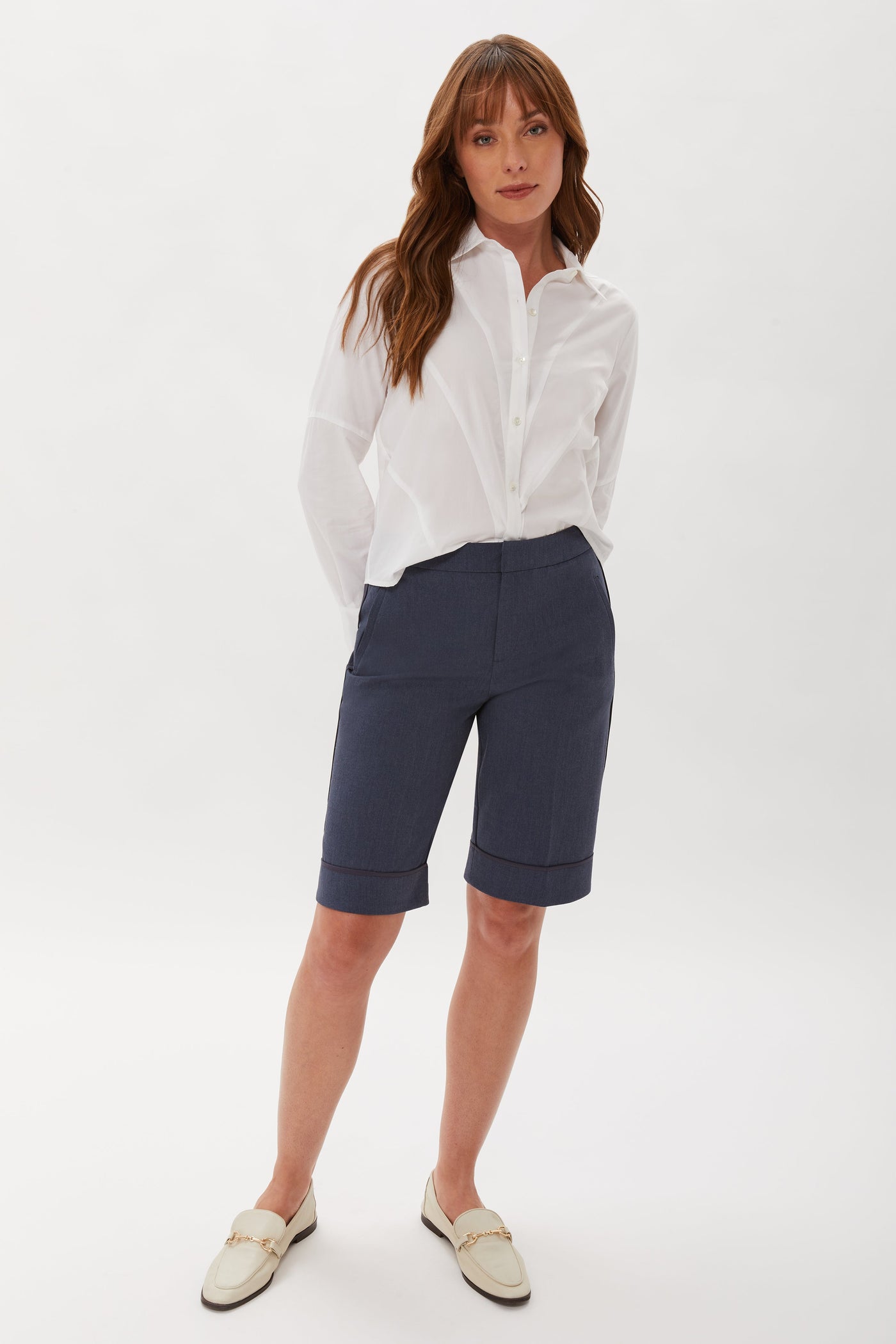 Metropolitan Trouser Short With Piping - Indigo