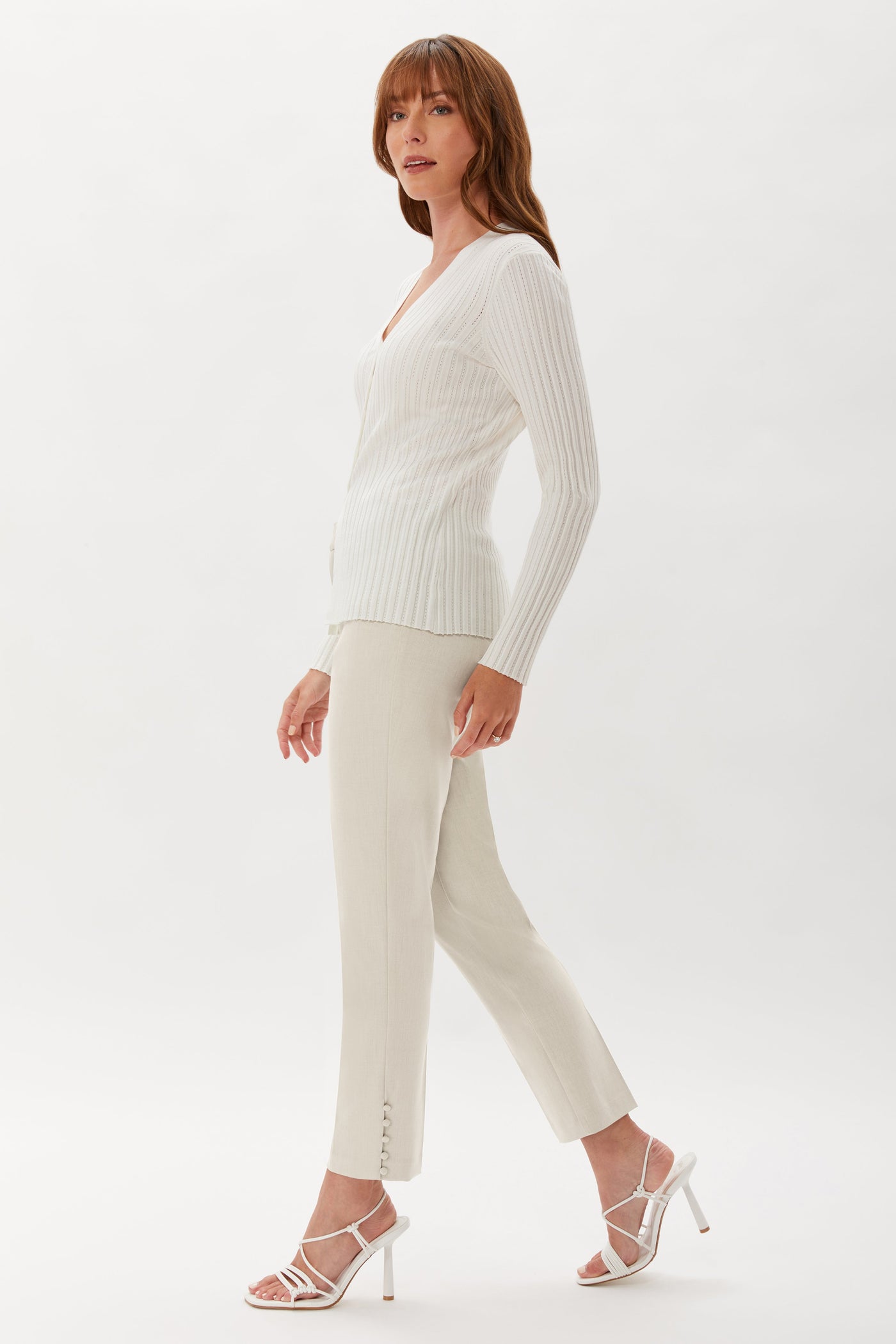 Barrow Cropped Pant With Button Detail - Sand