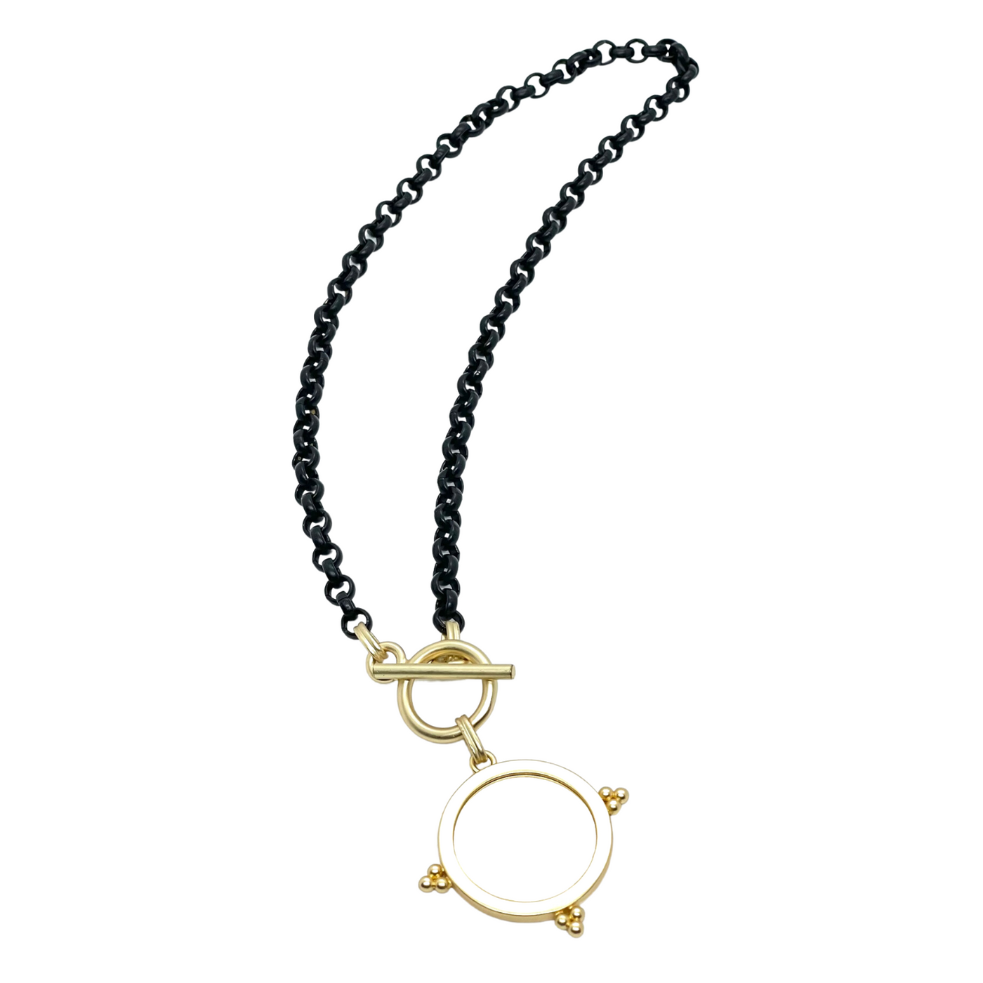 Starburst Pendant on Matte Black Chain Necklace