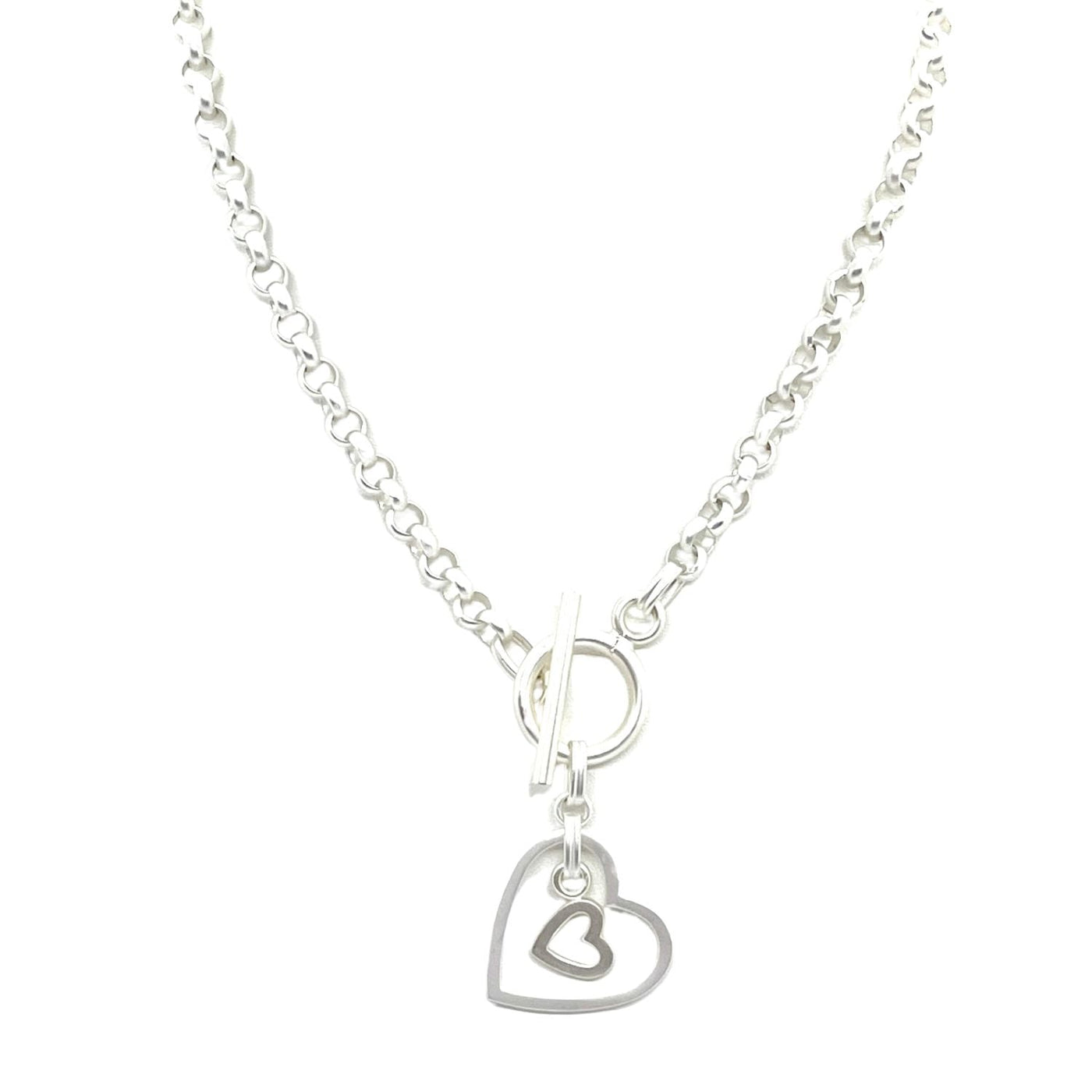Matte Silver Double Heart Necklace