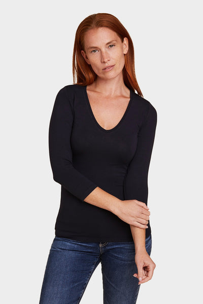Soft Touch 3/4 Sleeve V-Neck - Majestic Filatures Official Site of North America