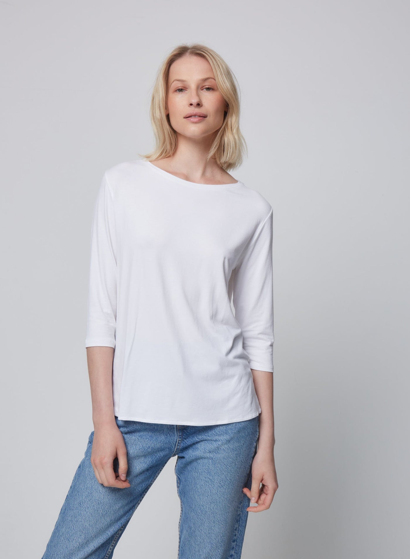 Soft Touch Relaxed 3/4 Sleeve Boatneck T-Shirt - BOATNECK 3/4 SLV - Majestic Filatures North America
