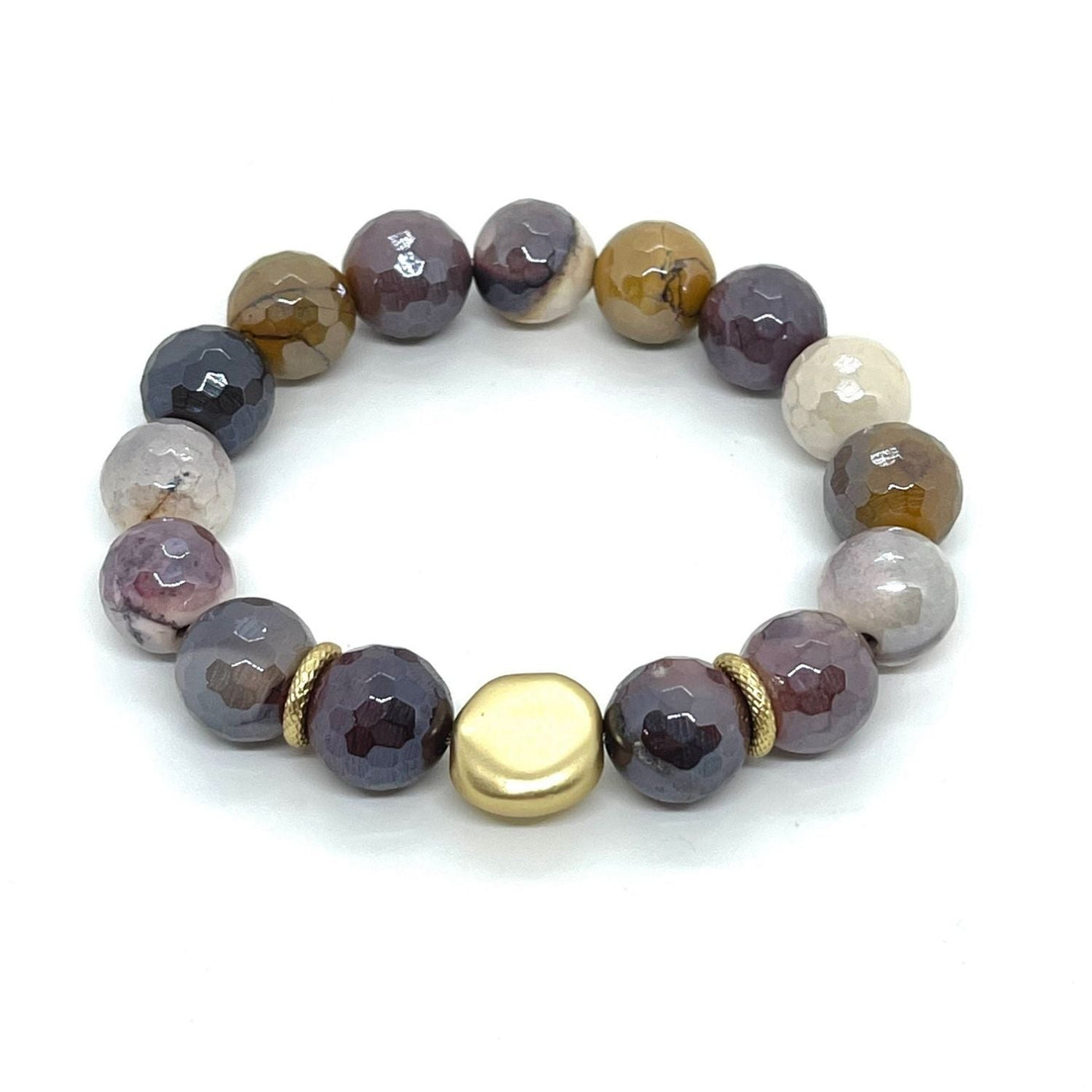 Mookatite Stretch Bracelet With Gold Nugget Accent