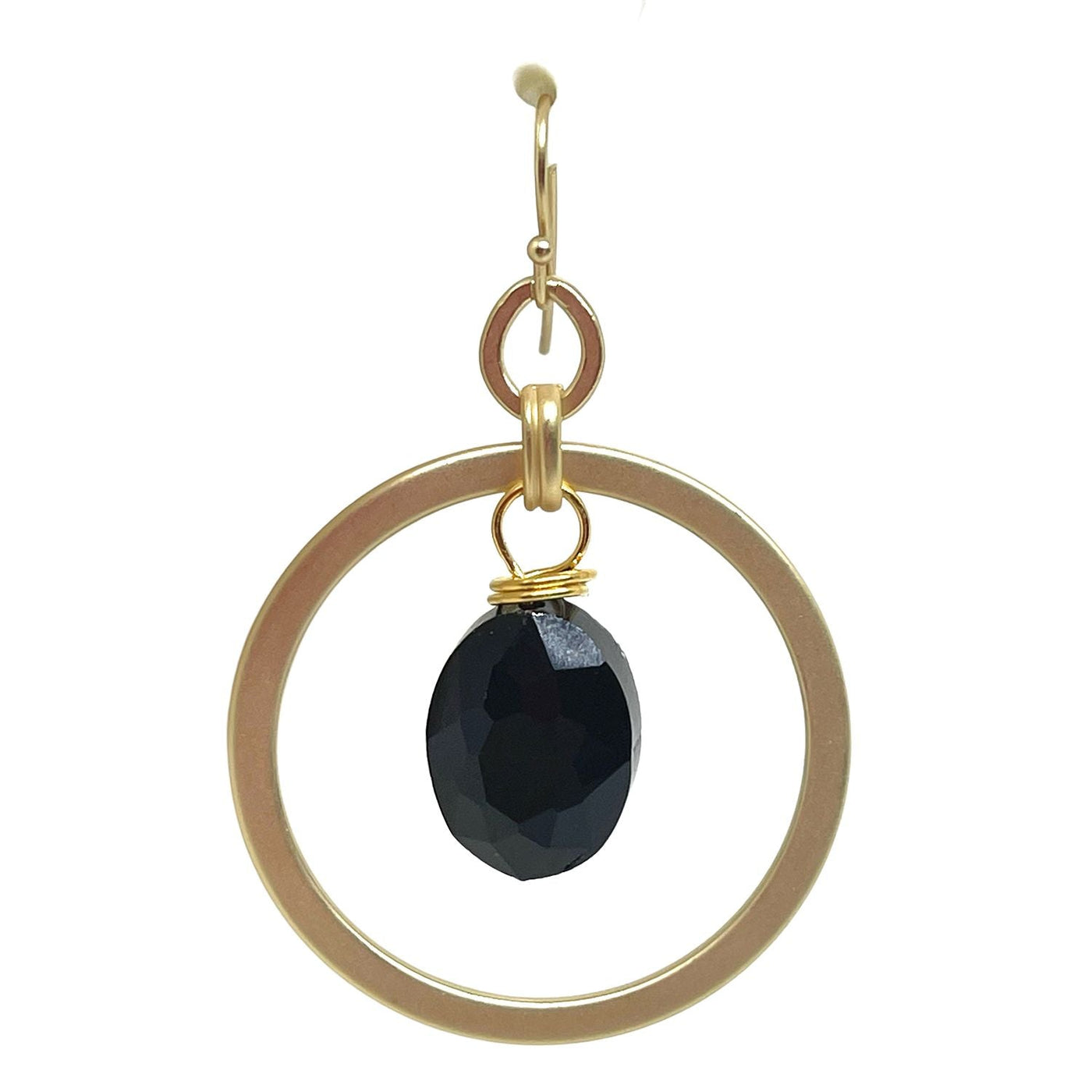 Matte Gold Black Velvet Crystal Inside Ring Earring