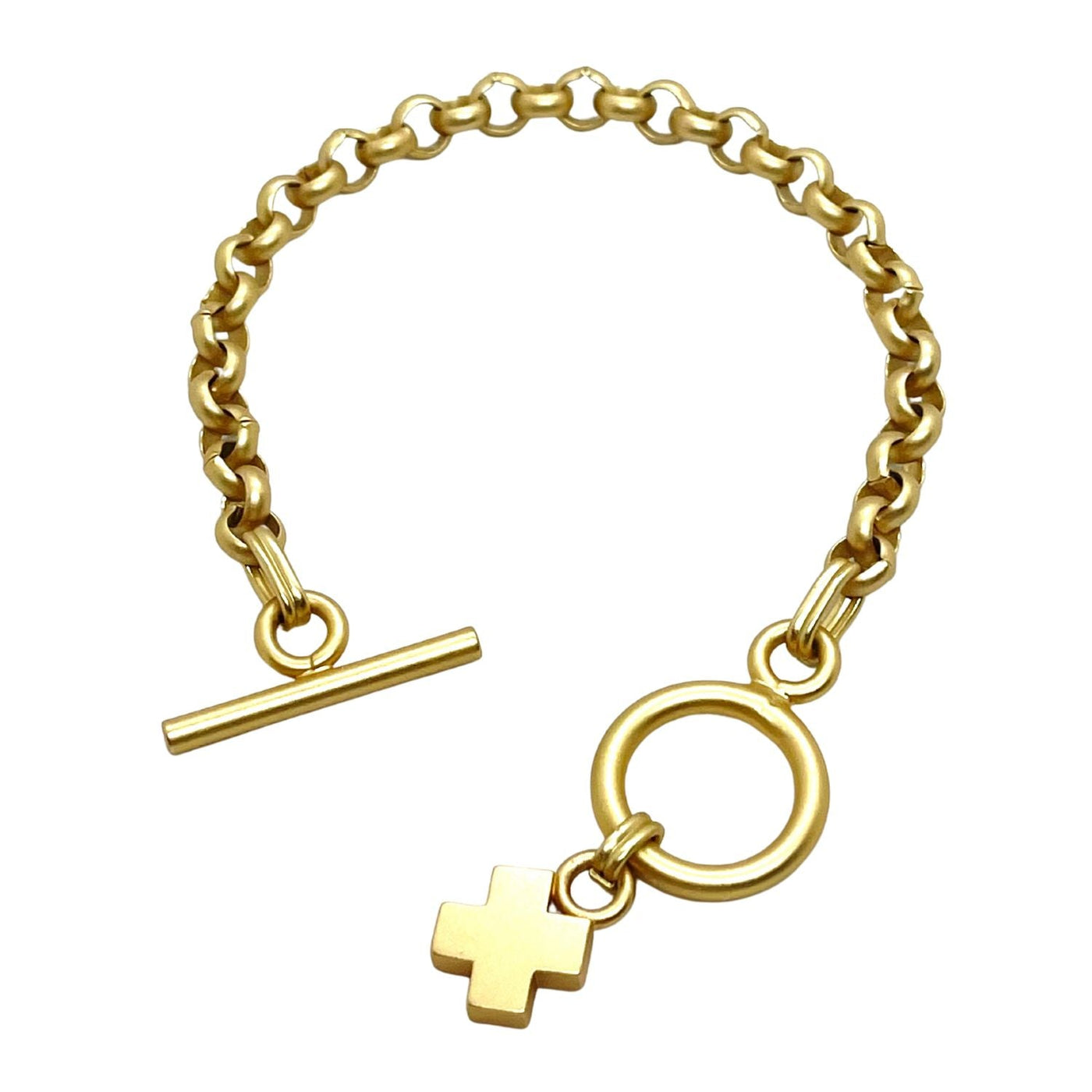 Matte Gold Chain Bracelet With X Charm