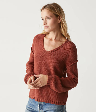 Kendra Relaxed V Neck Sweater Pecan