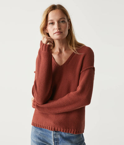 Kendra Relaxed V Neck Sweater Pecan