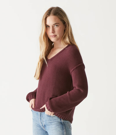 Kendra Relaxed V Neck Sweater Plum