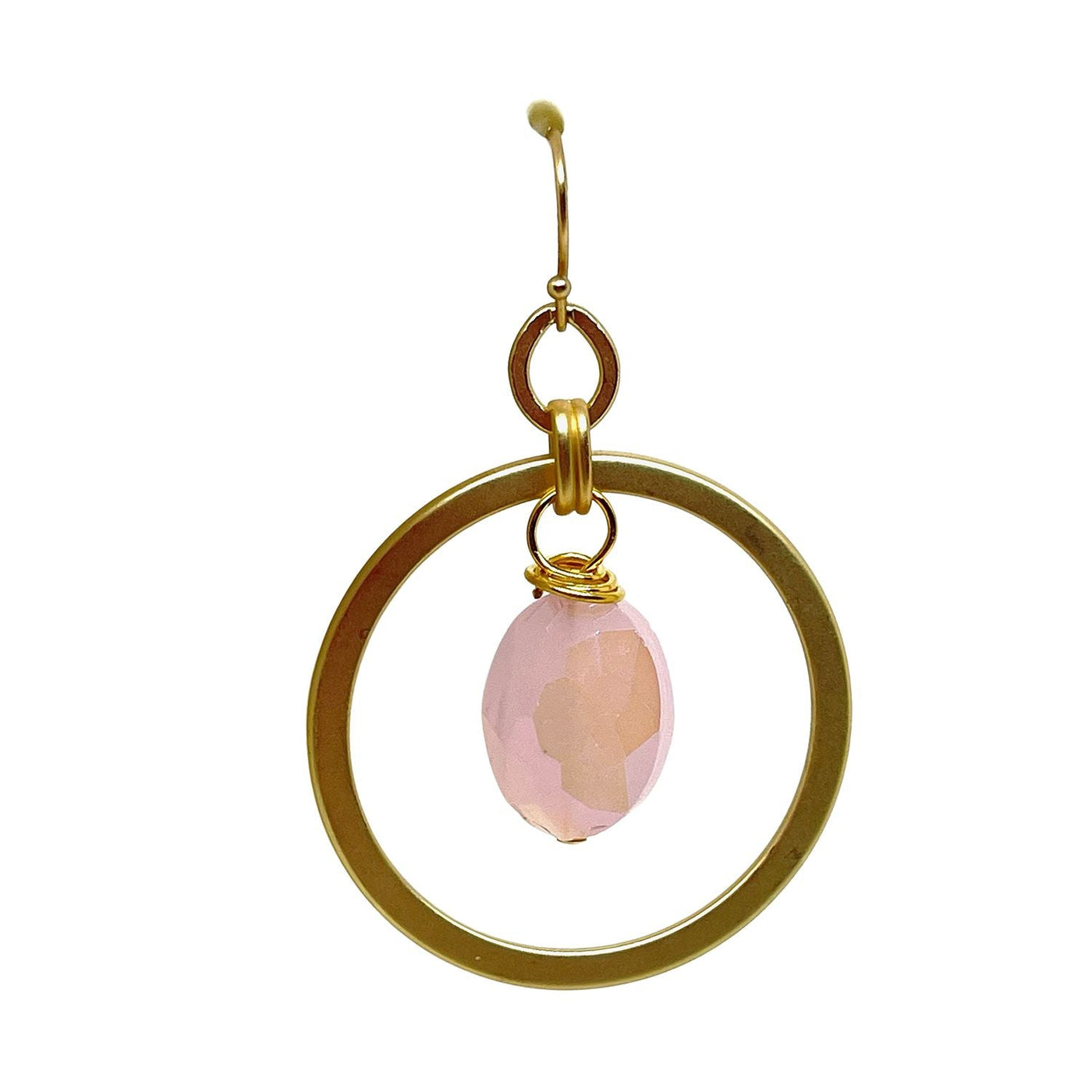 Matte Gold Pink Velvet Crystal Inside Ring Earring